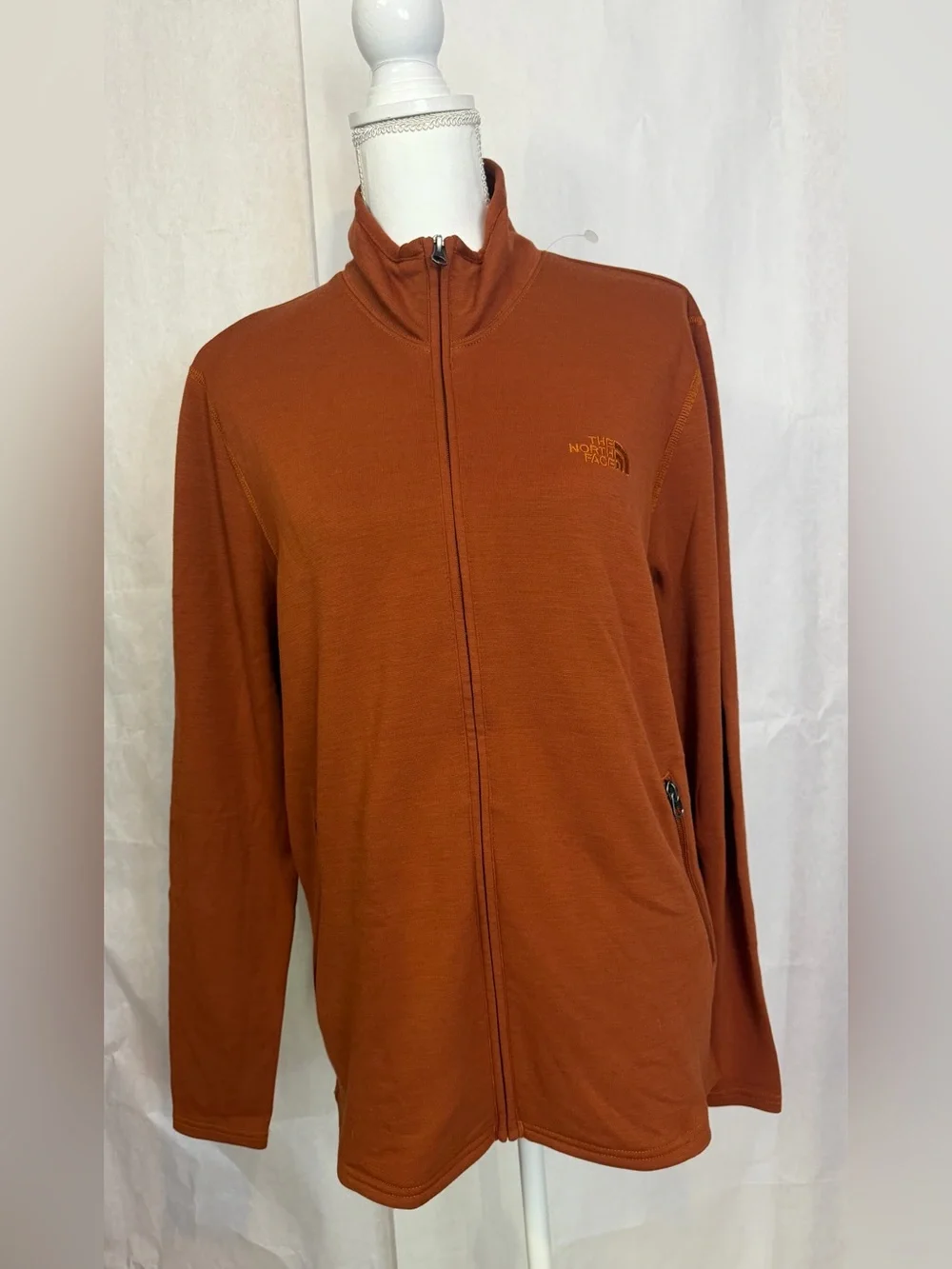 The North Face Men’s Zip-Up Fleece Sweater - Rust Orange